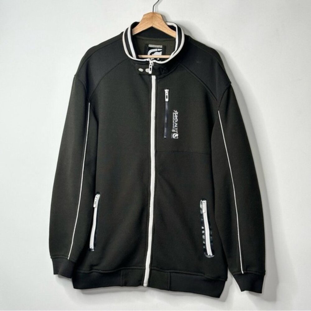 Ecko Unltd Polyester Jacket Green White Full Zip Collared Pockets